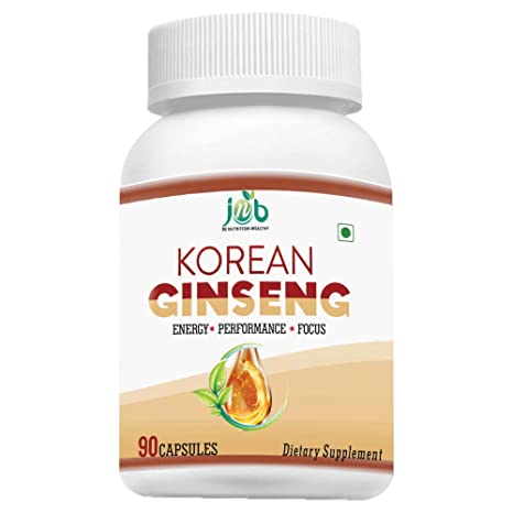 JNB Korean Panax Ginseng 800mg - 90 Vegan Capsules Root Extract Powder Supplement for Energy Performance