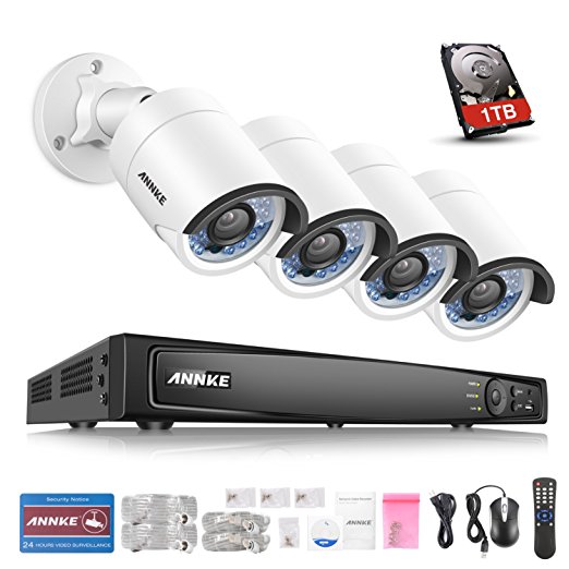 [Professional POE] Annke 8CH 6.0MP POE NVR & 1TB Hard Drive Pre-installed Security System with 4x 4.0MP CCTV Cameras/IP Network Camera