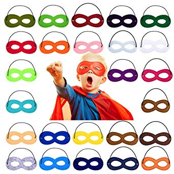 Kids Cosplay Mask Dress Up Mask Superheroes with Masks Party Favors for Kids Halloween Christmas Birthday 25Pcs Multicolor