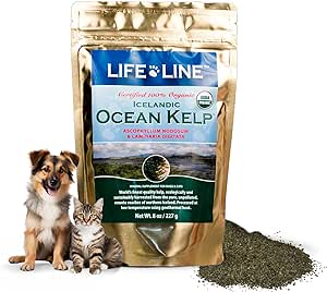 Life Line Pet Nutrition Organic Ocean Kelp Supplement for Skin & Coat, Digestion in Dogs & Cats, 8oz (20200)