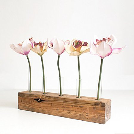 WOOD MEETS COLOR Artificial Flower Fake Wood Solid Vase, Table Vase, Tube Flower Arrangement, Home Wedding Decoration, 5 Tubes