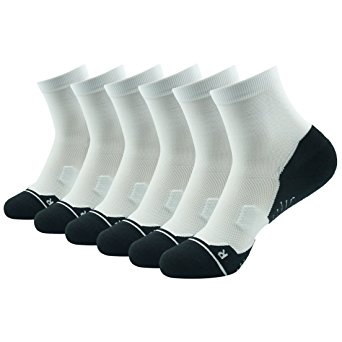 Running Socks Support, HUSO Men Women High Performance Arch Compression Cushioned Quarter Socks 1,2,3,4,6 Pairs