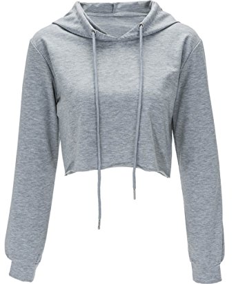 Moxeay Hoodie Sport Crop Top Sweatshirt Jumper Pullover Tops