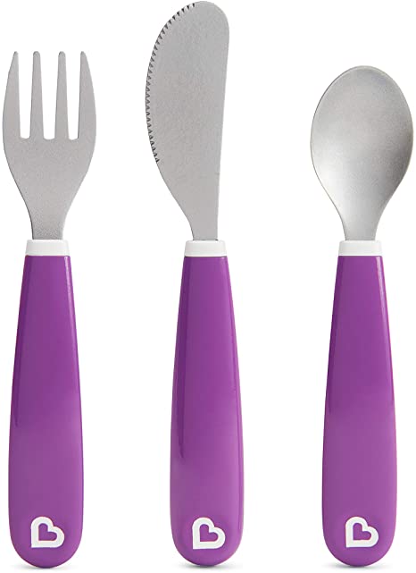 Munchkin Splash Toddler Cutlery Set (Fork, Knife & Spoon), Purple