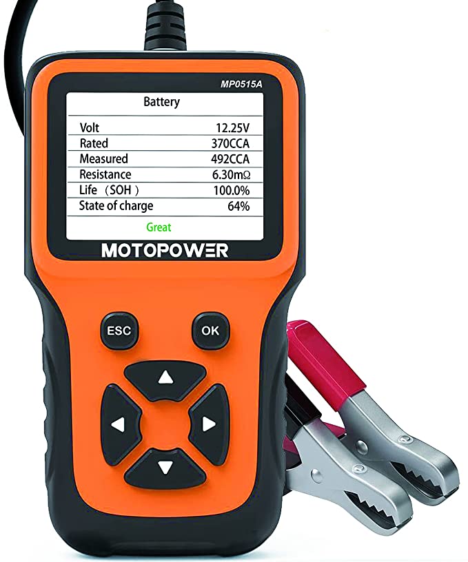 MOTOPOWER MP0515A 12V Car Battery Tester Automotive 100-2000 CCA Battery  Load Tester Auto Cranking and Charging System Test Scan Tool Digital  Battery