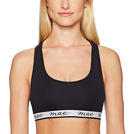 Mae Women's Cotton with Mesh Racerback and Logo Elastic Bralette (for A-C cups)