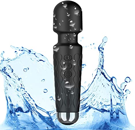 Wand Massager, AERLANG Electric Handheld Massage with 8 Powerful Speeds and 20 Vibration Patterns, Powerful Personal Body Massager, Portable Mini Waterproof USB Charging ABS Silicone