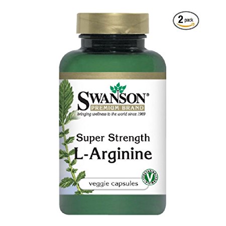 Swanson Premium Brand Super Strength L-Arginine 850mg -- 2 Bottles each of 90 Capsules