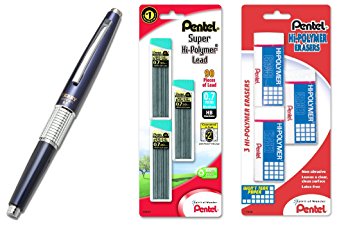 Pentel Sharp Kerry Mechanical Pencil, 0.70 mm, Blue Barrel with Lead Refills and Eraser (Bundle)