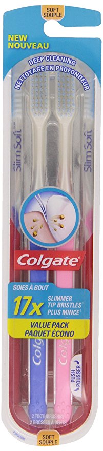 Colgate Soft Slim Toothbrush, Original, 2 Count