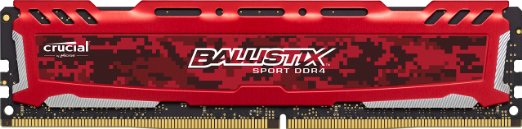 Ballistix Sport LT 16GB Single DDR4 2400 MT/s (PC4-19200) DIMM 288-Pin - BLS16G4D240FSE (Red)