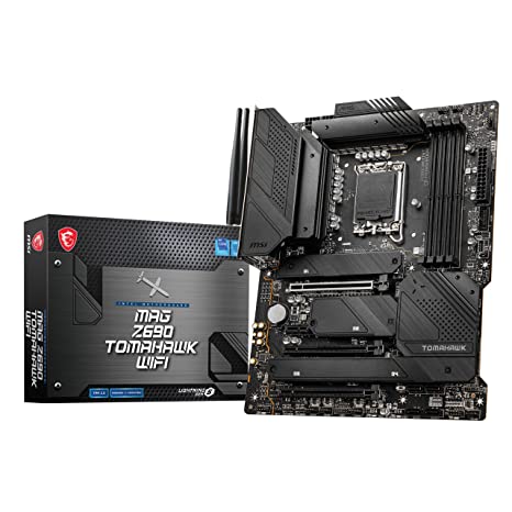 MSI MAG Z690 Tomahawk WiFi Motherboard ATX - Supports Intel 12th Gen Core Processors, LGA 1700-70A VRM, Memory Boost (DDR5-6400MHz/OC), 1 x PCIe 5.0 x16, 3 x M.2 Gen4/ x4, Wi-Fi 6E, Black