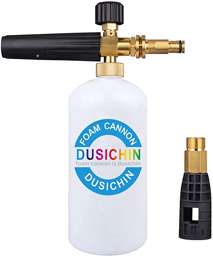 DUSICHIN DUS-115 Foam Cannon Lance for Sun Joe Adjustable Snow Soap Sprayer Sunjoe SPX Pressure Washer Gun Jet Wash Brass Quick Connector 33Oz Container