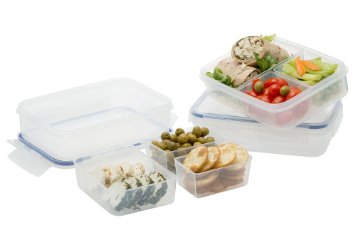 Komax Lunch Boxes Set of 3 with 3 Removable Compartments Leak Proof Microwave Freezer and Dishwasher Safe