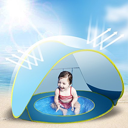 Jasonwell Baby Beach Tent Toy Portable Pop Up Sun Shade Kiddie Tent Pool with Canopy UV Protection Sun Shelter for Infant - Blue
