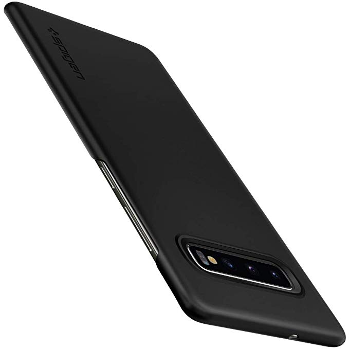 Spigen Thin Fit with EXTREMELY SLIM (0.7mm) Profile and Matte Grip Designed for Galaxy S10 Plus Case Cover (2019) - Matte Black