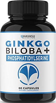 Extra Strength Ginkgo Biloba & Phosphatidylserine for Optimal Brain Support - Promotes Focus, Memory & Mental Performance - Improves Brain Cell Activity & Fights Decay - All Natural Brain Supplement
