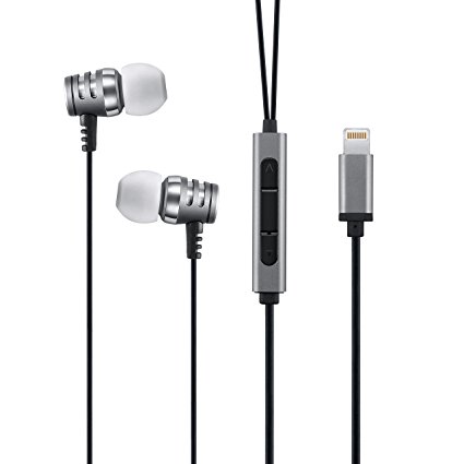 BobaTech Lightning Earphone for iPhone 7, 6S, 6, SE, 5S, 5C, 5, iPad, iPod - MFI Certified (Space Grey)