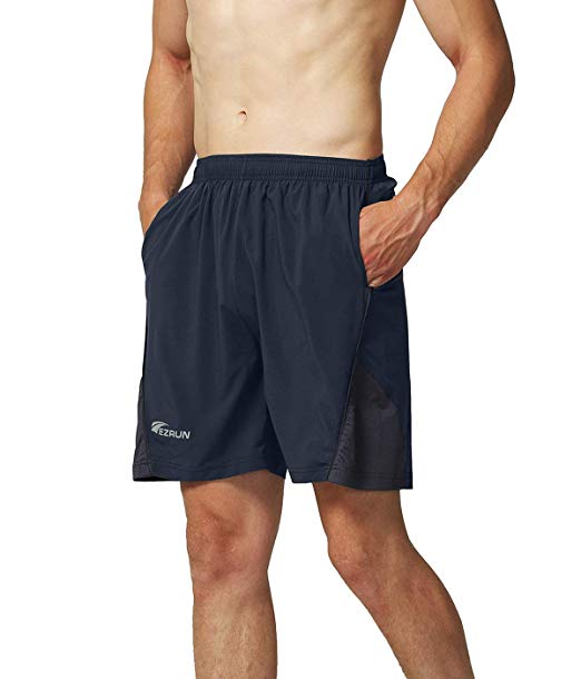 EZRUN Men's 7" Quick Dry Running Shorts Workout Sport Fitness Short with Liner Zip Pocket