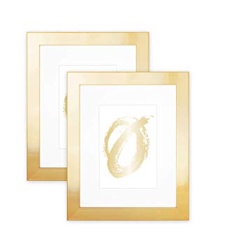 EDGEWOOD Parkwood Wood Real Glass Flat Picture Frame for Wall or Tabletop Photo, 8x10, Yellow Gold, 2-Pack