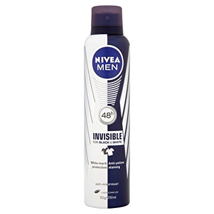 Nivea Men Invisible for Black and White 48 Hours Anti-Perspirant Deodorant Spray, 250 ml - Pack of 6
