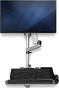 StarTech.com Wall Mount Workstation - Articulating Standing Desk w/Ergonomic Height Adjustable Monitor Arm & Padded Keyboard Tray - 34" VESA Display - Foldable Wall Mounted Sit Stand (WALLSTSI1)