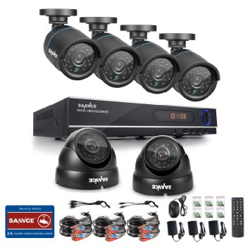 [1280TVL] Sannce 8CH 720P Security DVR System   6HD 720P In/ Outdoor CCTV Surveillance Cameras (Super Night Vision, IP66 Weatherproof Metal Housing, NO HDD)