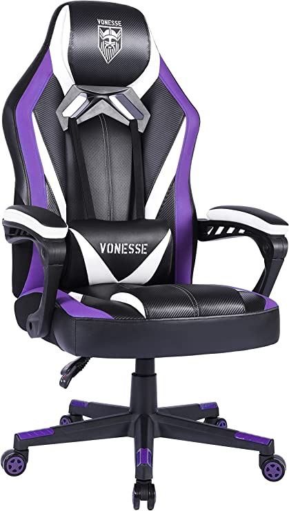 Purple Gaming Chair, Reclining Computer Chair with Massage, Game Chair for Adults, High Back Gamer Chair, PC Gaming Chair with Massage Lumbar Cushion, Ergonomic Gaming Chairs for Adults (Purple)