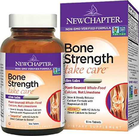 New Chapter Bone Strength Calcium Supplement, Clinical Strength Plant Calcium with Vitamin D3   Vitamin K2   Magnesium - 90 ct Slim Tabs