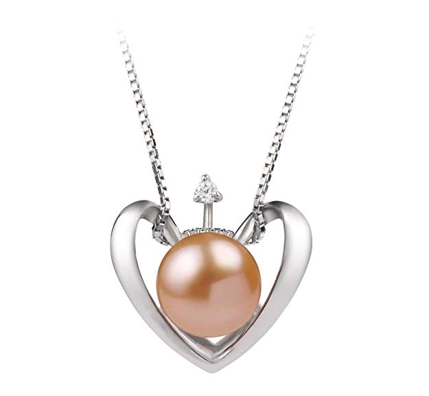 Heart 9-10mm AA Quality Freshwater 925 Sterling Silver Cultured Pearl Pendant For Women