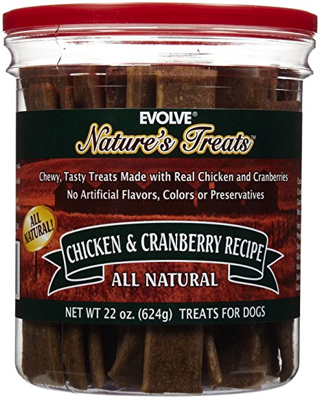 Evolve Nature'sTreats Chicken & Cranberry Jerky treats - 22oz