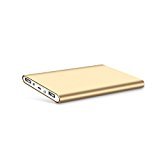 M20000 Power Bank Ultra Slim External Battery with 2 USB Ports Portable Charger Pack for iPhoneX 8 7 6s 6 Plus, iPad, Samsung Galaxy and More（Gold）