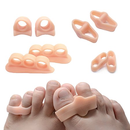 Sumifun 8PCS Silicone Gel Toe Separators Toe Spreaders For Hammer Bunion Toes (Pink)