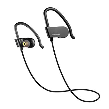 Parasom Bluetooth Headphones, Wireless Bluetooth 4.1 Sports Earphones w/mic, Stereo Earbuds for Gym Running and Workout, Noise Cancelling Headset with Zippered Case (Black)
