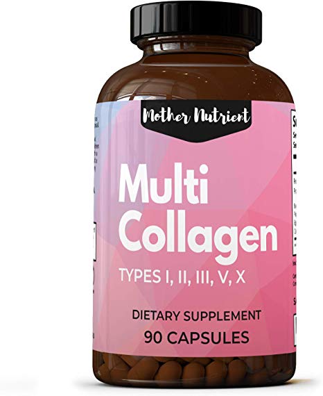 Multi Collagen Peptides, Hydrolyzed Collagen Pills. 90 Capsules with 1000 Milligrams Collagen Protein Complex (Types I, II, III, V & X). Supports Healthy Bone, Joints, Healthy Hair & Anti Aging Skin