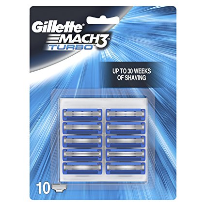 Gillette Mach3 Turbo Men's Razor Blades, Pack of 10 Refills