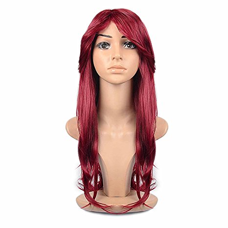 Kamo 26" Layered Charming Long Dark Red Hair Synthetic Wig Women's Party Fashion Wigs