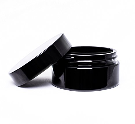 ultravioLeaf 100 ml (3.4 fl oz) Premium Cosmetic Style Black Ultraviolet Glass Wide Mouth Airtight - Smell Proof Stash Jar Container
