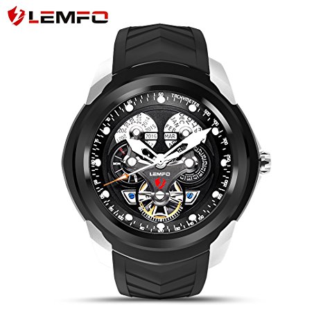 LEMFO LF17 Android 5.1 Smart Watch RAM 512MB ROM 4GB Bluetooth Smartwatch Support Heart Rate Monitor GPS Wifi SIM TF Card (Black)