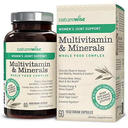 NatureWise Whole Food Multivitamin For Women with Joint Support, Women’s Whole Food Multivitamins & Minerals Complex with UC-II, Improve Joint Mobility and Comfort, 60 count