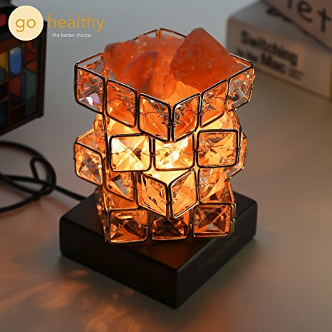 Himalayan Salt Lamp Pink Salt Rock Night Light, Greenclick Himalayan Ionic Natural Salt Crystal Lamp Coming With Wooden Base,Dimming Switch & Ul-Listed Cord Best Gift Idea