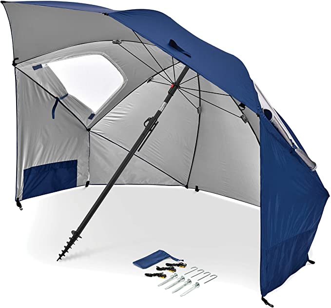 Sport-Brella Premiere UPF 50  Umbrella Shelter for Sun and Rain Protection (8-Foot, Blue)