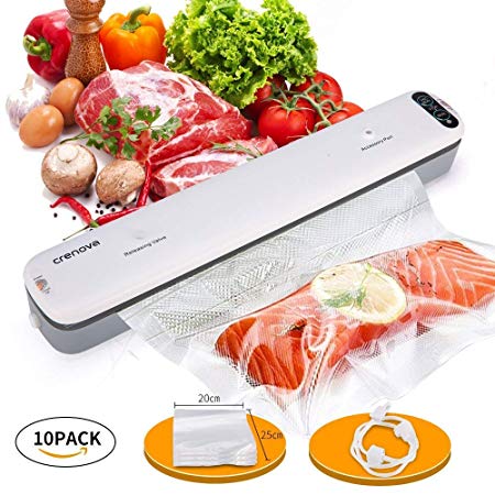 Crenova Vacuum Sealer Food Savers Machine   10 pcs Vacuum Bags