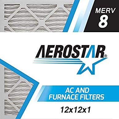 Aerostar 12x12x1 MERV 8 Pleated Air Filter, Pleated (Pack of 4)