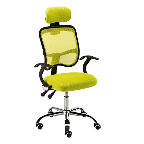 JL Comfurni Office Chair Adjustable Swivel High Back Mesh Chair Computer Desk Chair for Home and Office Working (Green)