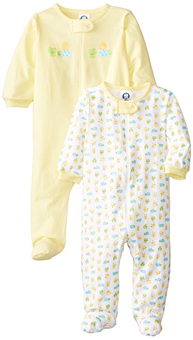 Gerber Unisex-Baby Two-Pack Sleep-N-Play Zip-Front Ducks Jumpsuits