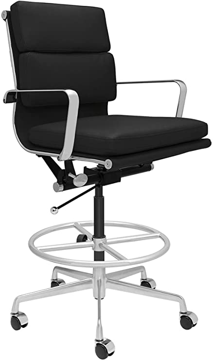 SOHO Soft Pad Drafting Chair - Ergonomically Designed and Commercial Grade Draft Height for Standing Desks (Black)