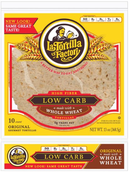 7" La Tortilla Factory Whole Wheat Low Carb Tortillas 13 oz - 10 count(Regular Size)