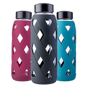 MIU COLOR Glass Water Bottle 27oz/790ml with Anti-slip Net Silicone Sleeve Leak Proof Borosilicate BPA-Free Eco-Friendly Large Capacity Hot Cold Drink Flask Home Office Outdoor Sport Gym