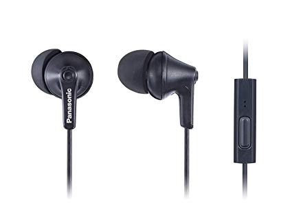 PANASONIC ErgoFit Earbud Headphones with Microphone and Call Controller Compatible with iPhone, Android and BlackBerry - RP-TCM125-KA - in-Ear (Matte Black)